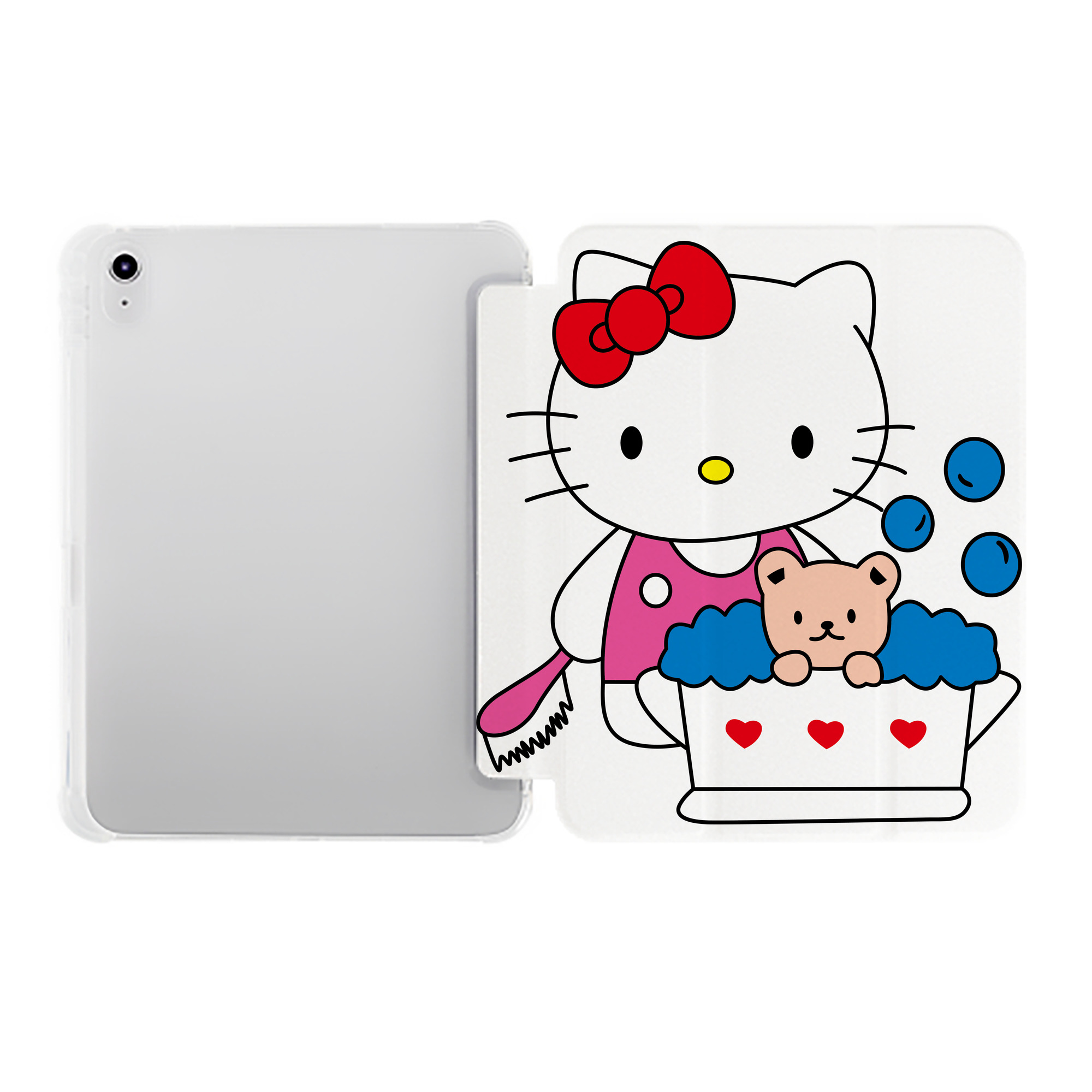 （画像用） Hello Kitty ハローキティ IPad ケース ペン収納付き 三つ折りスタンド PUレザー×シリコン 対応機種9.5/10.5/10.9インチ